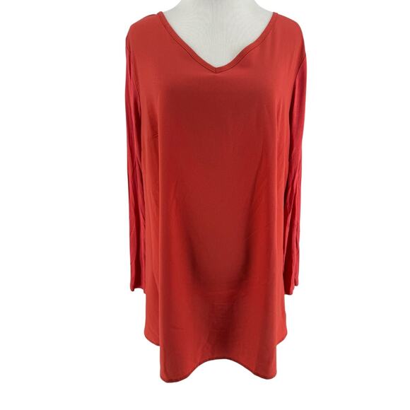 Lane Bryant Tops - Lane Bryant Women's‎ Coral Long Sleeve V-Neck Blouse Size 14